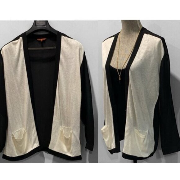 7 For All Mankind Long Cardigan  black white - Picture 2 of 16